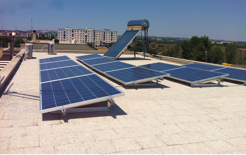 Integrated photovoltaic and solar heating system.